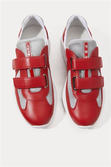 prada red sneakers velcro|red round pradas.